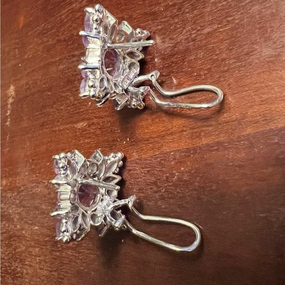 Natural Amethyst Cluster Earrings | 925 Sterling Silver Omega Back NEW #434 - Picture 5 of 6